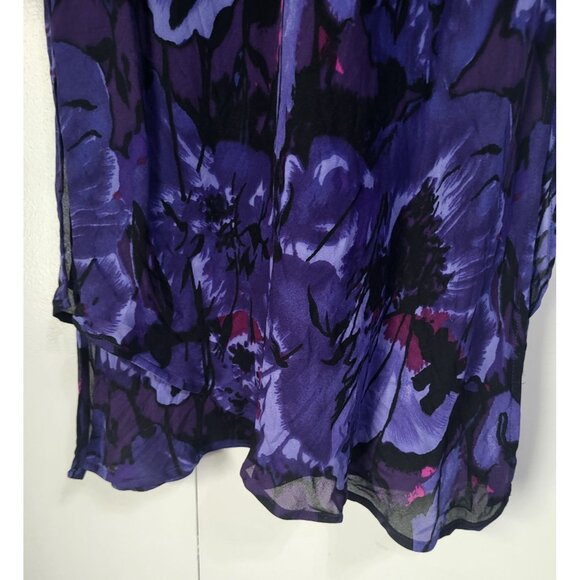 Chico's Design VTG SZ 0 Silk Floral Split Hem Pull On Skirt Whimsy Fairy Purple - Picture 5 of 8